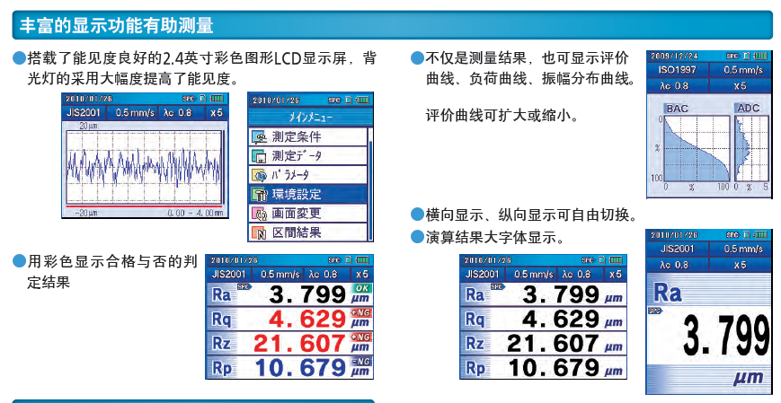 SJ-210丰富的显示功能有助于测量